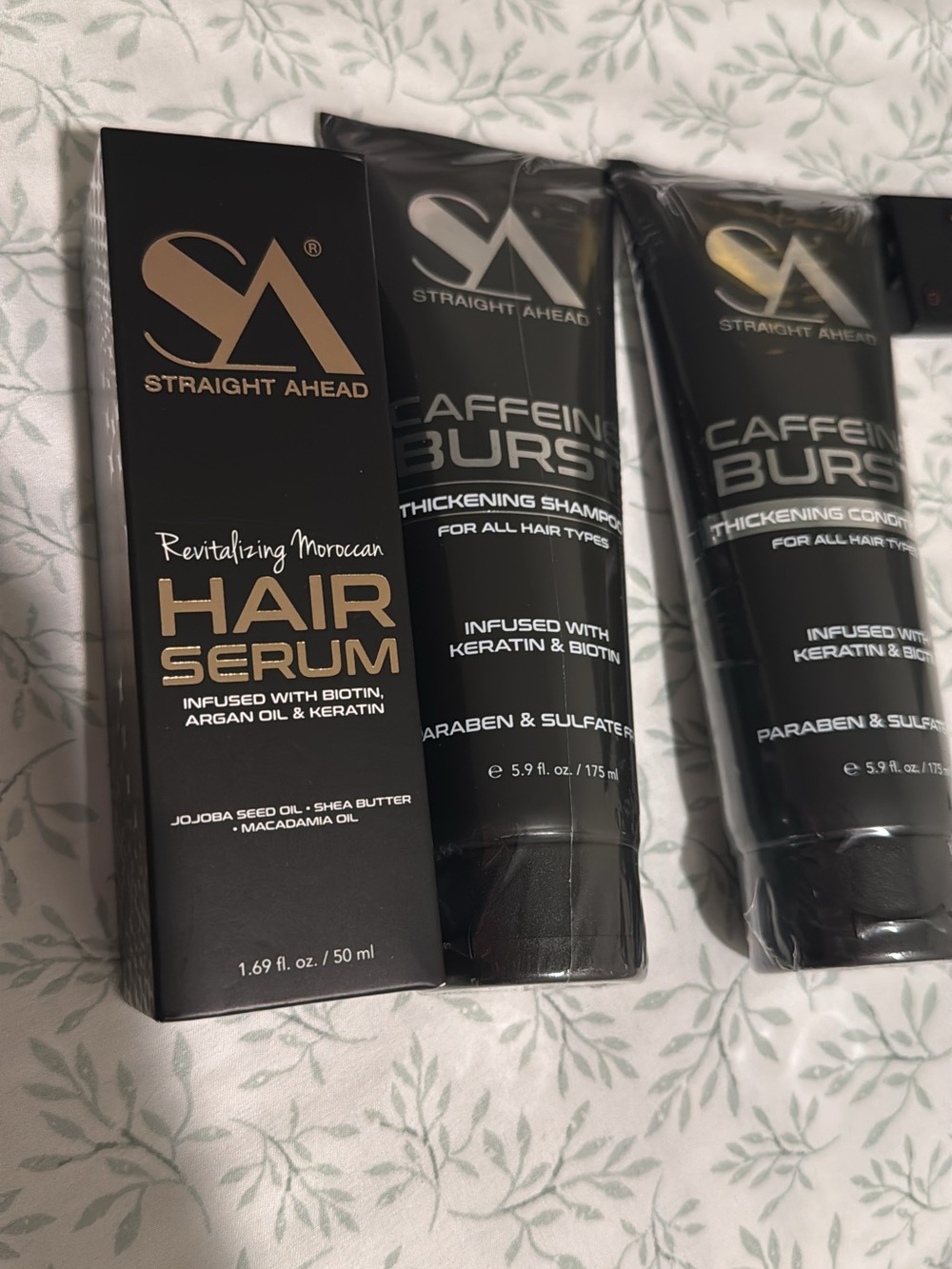 Straight Ahead Revitalizing Moroccan Hair Serum, Shampoo and Conditioner